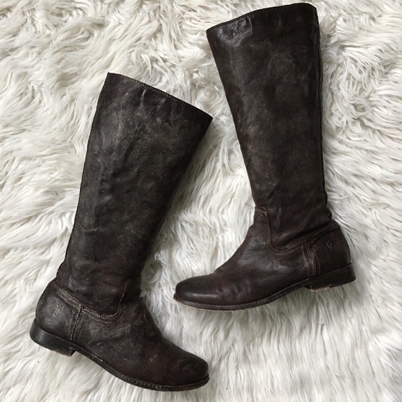 Frye Shoes - Frye Anna Inside Zip Chocolate Knee High Boots